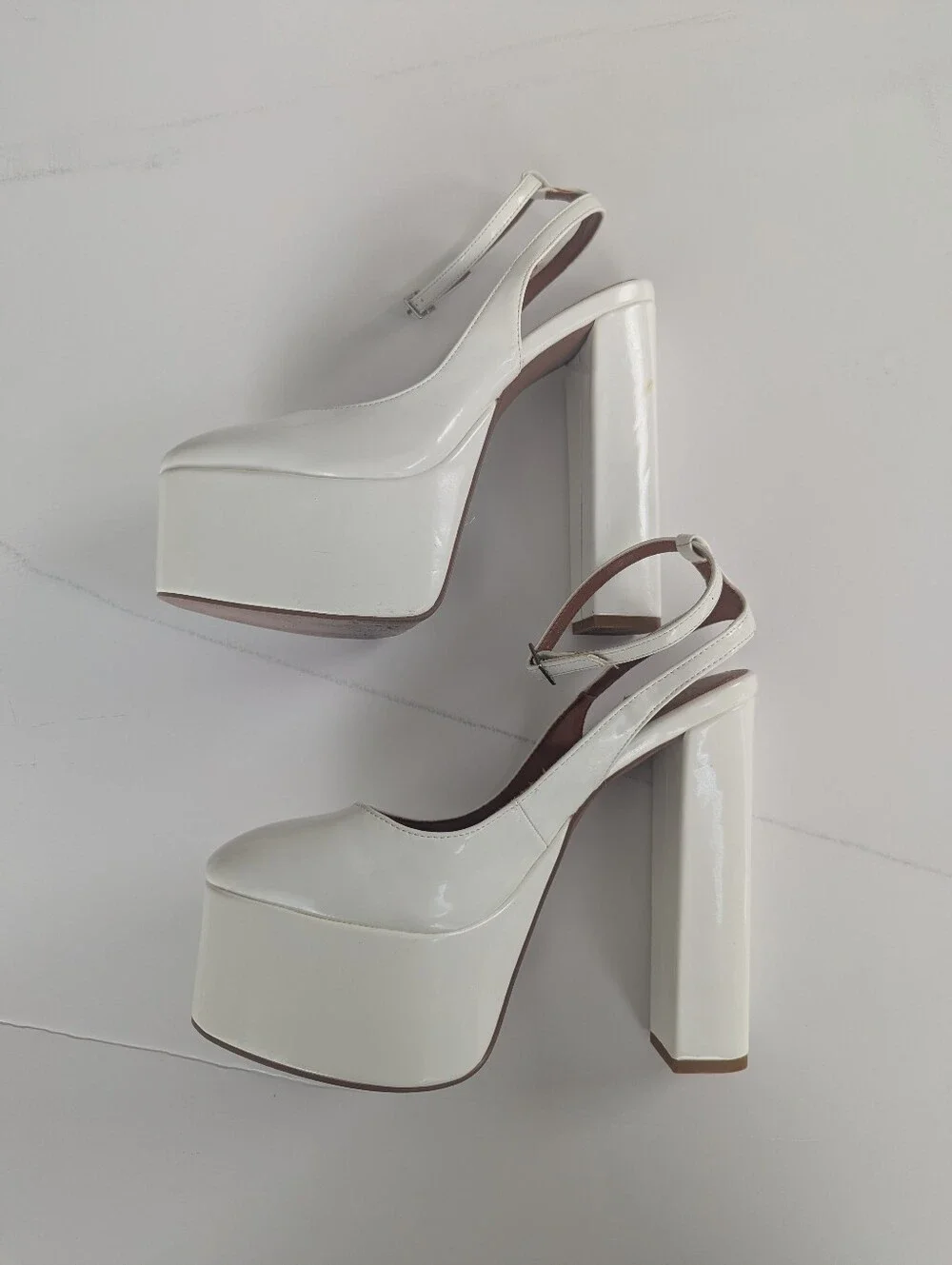 ASOS Designs Porter platform high shoes in white patent